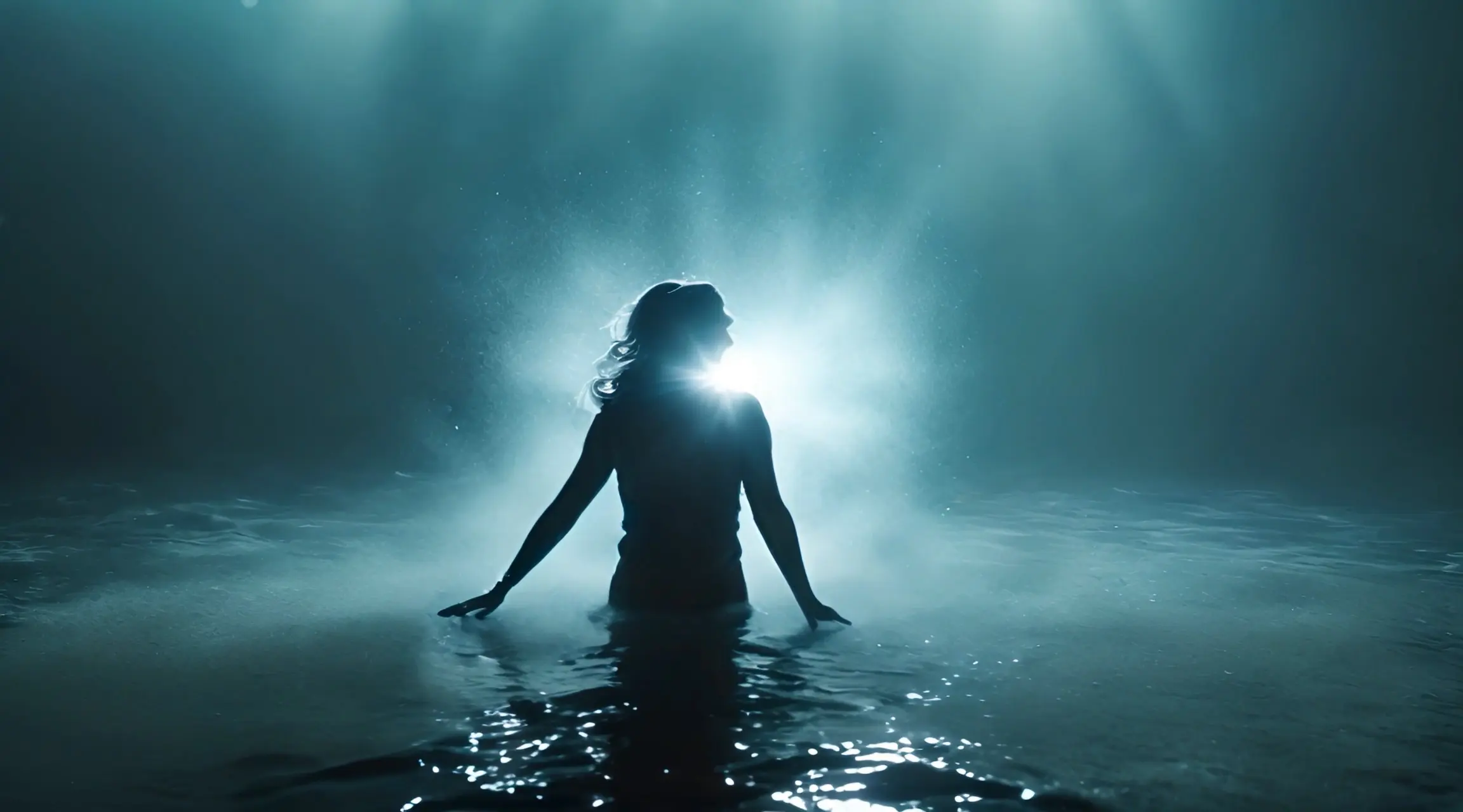 Mystic Waters Ethereal Woman in Misty Light Stock Video